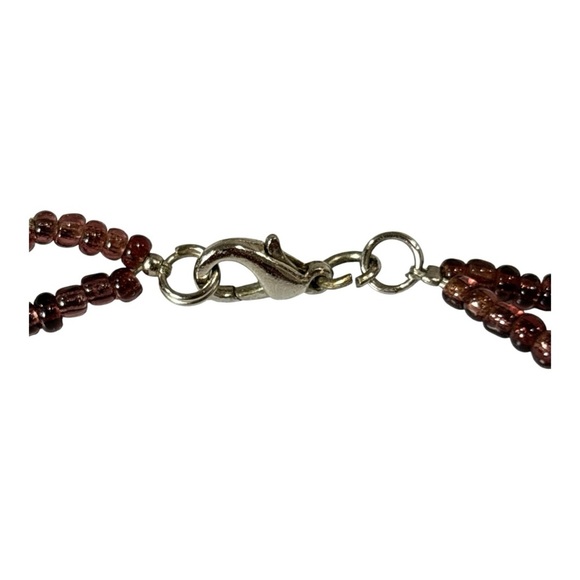 Boho Glass Pendant Necklace & Dangle Earrings Set Beaded Cord Purple Turquoise - Picture 7 of 7